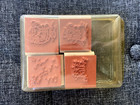 Stampin Up Rubber Stamp Set Of 4 Happy Holidays 1994 Santa Snowman Christmas Vtg