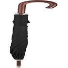 Classic Umbrella Automatic Open Wooden Stick Windproof Folding Rain Black Strong