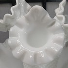 Fenton Milk Glass Hobnail Epergne Flower Vase 3 Horns bowl 6 5    Tall