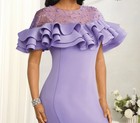 22w Plus Ashro Purple Formal Wedding Party Trachelle Tiered-ruffle Sheath Dress