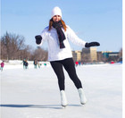 White Figure Skates Stainless Steel Blades Ice Figure Skating Size 11w 10m