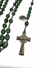 Vintage Irish Catholic Rosary Green Shamrock Beads Celtic Cross 24   