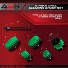 Abn 1 4in Green Med Bristle Drill Scrubber Brush Kit - 5pc With 1pc Extension