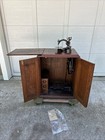 Antique 1800 s Willcox   Gibbs Sewing Machine With Oak  Cabinet   Extras