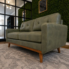 Mid-century Modern Olive Green Tufted Loveseat Sofa 2-seater Microsuede Couch