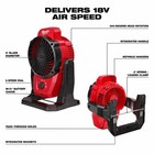 Milwaukee 0820-20 M12 12v Cordless Mounting Fan  14 Mph - 400 Cfm  fan Only 