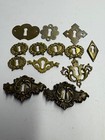 13 Vintage Brass   Metal Furniture Drawer Escutcheon  Skeleton Key Hole Covers