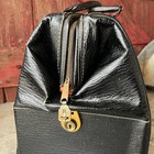 Vintage Black Leather Doctors Bag With Brass Hardware   Dual Handles 18 x12 