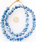 52 Made In Ghana White And Aqua Recycled Glass African Trade Beads-ghana