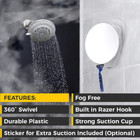 Shower Mirror Fogless For Shaving  With Suction Razor Holder   Swivel Small 