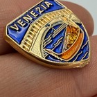Venezia Italy Gondola Bridge Lapel Pin Enamel Gold Tone Travel Souvenir Venice