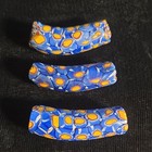 Antique Venetian Millefiori African Glass Trade Beads Blue yellow 3 Large Elbows
