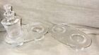 Lot Of 4 Lalique Items Bourgueil 1 Bottle 1 Stopper   2 Etched Holders Stands