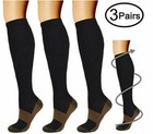  3 Pairs  Copper Compression Socks 20-30mmhg Graduated Support Mens Womens S-xxl