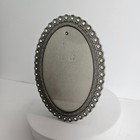 Ornate Oval Frame Picture Or Photo Frame Silver Tone Faux Jeweled 4x6 Tabletop