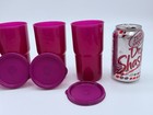 Lot 4 New Purple 12 Oz Tupperware Impressions Stackable Tumblers  2412  4922 Lid