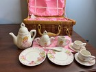 Vtg Astor Lane Children s Tea Party Set For 2 In Picnic Wicker Basket Fairies