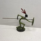 Metal Art Sculpture Native Spear Shield Green Red Decor