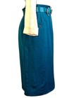 Steilmann Vintage 80s Teal Linen High Waisted Midi Pencil Skirt W  Belt Size 8 M