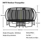 16ft Trampoline Kids Adult Outdoor Curved Poles Heavy Duty Basketball Hoop Black