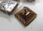 Set Of 8 Finished Oak 1-5 8    Square Oak Cabinet Knobs Pulls Taiwan Vtg Nos Retro