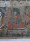 Antique Tibetan Buddhist Thangka Painted Panel Scroll Remounted 23 5  X 35 5  T