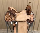 Leather Western Barrel Racing Trail Horse Tack Saddle With Girth Size 15  