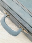 Vtg  Train Case Blue Suitcase Hard Leather Luggage Medium 15 5x9 5x3 5 Clean
