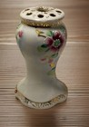 Antique Hat Pin Holder Nippon Gold Trim Moriage Floral Design Hand Painted