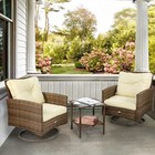 3-piece Wicker Bistro Set Outdoor Patio Furniture Garden Rocking Rattan Chairs