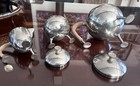Vintage Very Rare French Pewter Atomic Tea Set Etains D anjou Modernist Tripod 