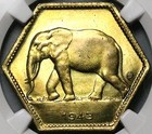 1943 Ngc Ms 65 Belgian Congo 1943 2 Francs Elephant Gem Coin Pop 6 1  25070102c 