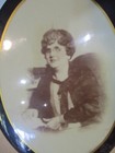 1900 s Antique Photo Frame Vertical Portrait Of Woman Oval Tin  Picture Frame