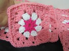 Lot Of 20 5    Crochet Granny Squares Blocks  Floral Pattern  Pink And White