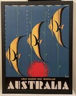 Framed Vtg 1930s Australia Travel Retro Canvas Art Great Barrier Reef Queensland