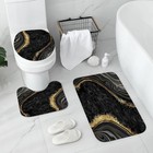 4 Pcs Luxury Marble Shower Curtain Set With Non-slip Rugs Toilet Lid Cover And 