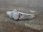 Native American Sterling Silver   Pink Opal Floral Bracelet - Saunders