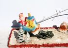 Vintage Santa Sleigh Flying Reindeer   Town Village Chalkware Store Display