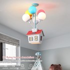 Kids House Shape Ceiling Light Colorful Balloon Wood Chandelier 6-light 16 5in