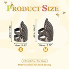 Sewing Thimble  8 Pcs Metal Thimbles Adjustable For Hand Sewing  Dark Silver