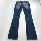 Miss Me Chloe Bootcut Jeans Women 26 Blue New Rhinestone Wing