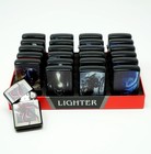 Collectible Alien Design     24 Pcs Mixed Black Metal Windproof Oil Lighters