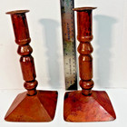 Handmade Hammered Copper 9  Candle Sticks