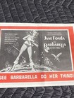 Original 1968 Barbarella  jane Fonda   Advertising Insert  rare 