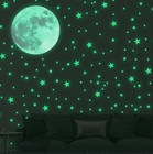 103 Pcs Glow In The Dark Moon   Stars Wall Stickers Kids Bedroom Decor