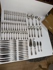 Wallace Sterling Silver 73pc  12 Person Flatware Set W  Light Wood Case Baroque