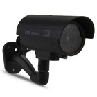 Outdoor Cctv Camera Fake Black Home Security Dummy Surveillance Red Led Lights