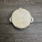 Vintage Small Wooden Tambourine Metal Jingles Taut Skin Round Head Instrument