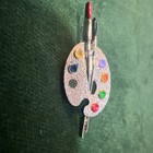 Vtg Signed Gerry   s Artist Paint Palette Brooch Pin Goldtone