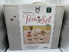 Members Mark Porcelain Tea Set 15 Piece Pretend Play With Carrying Case  White